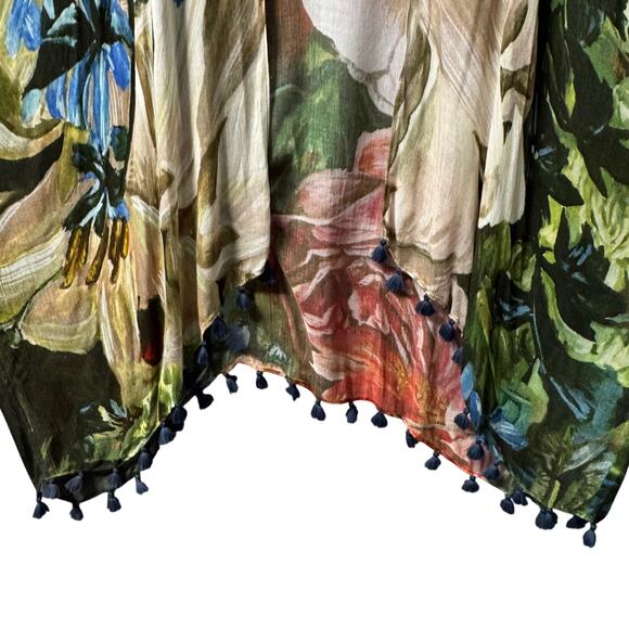 Signals Boho Tassel Hem 100% Modal Kimono Women One Size Large Scale Floral - Picture 4 of 12